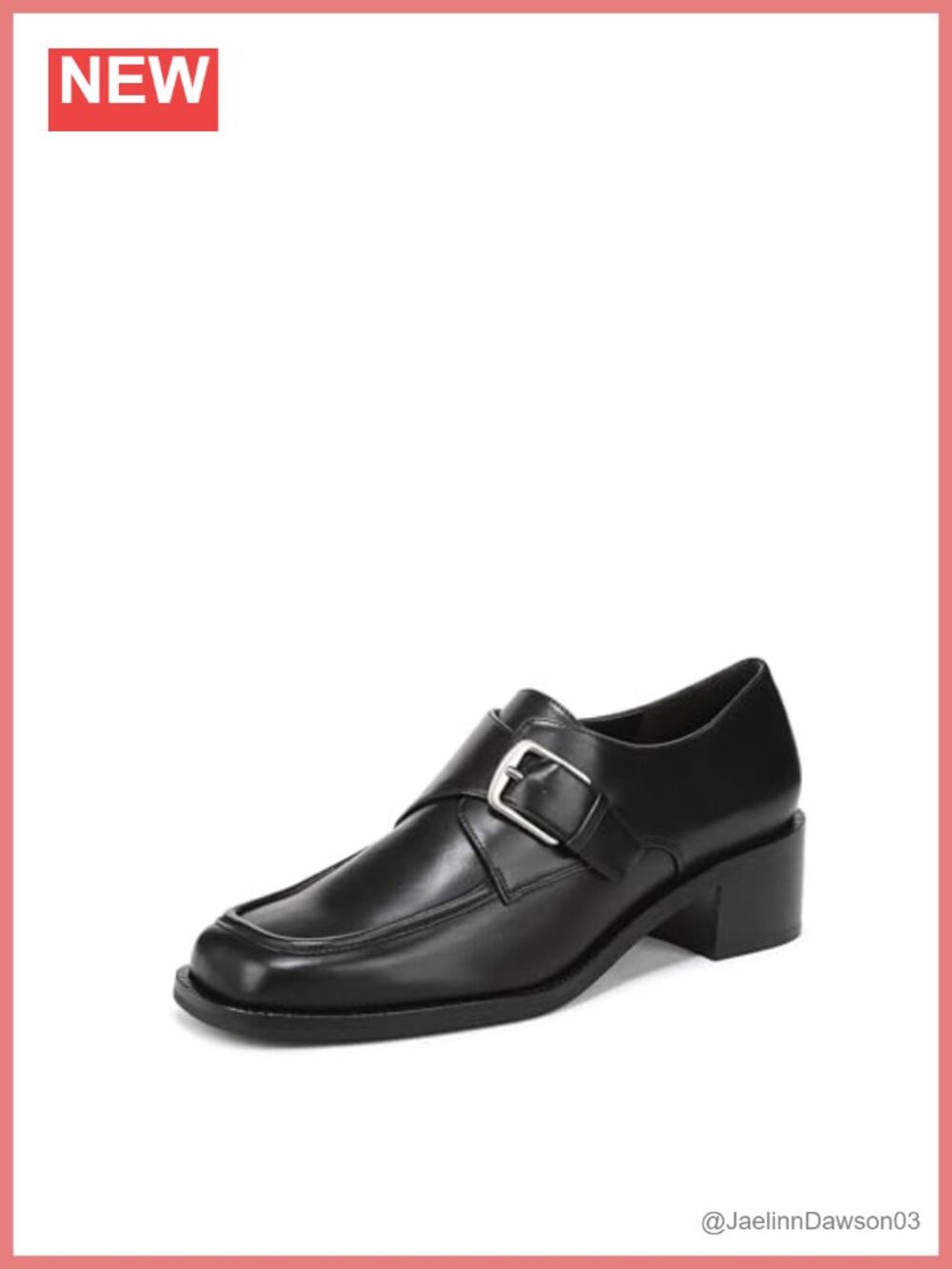 Vince Lennox Square Toe Leather Loafers Block Heel Business Casual